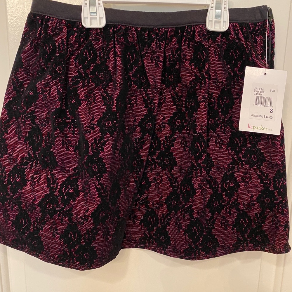 NWT K C Parker Velvet Print Skirt